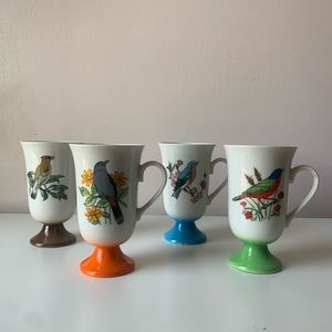Vintage 1960s Set of 4 Fred Roberts Footed Bird Mugs-Japan